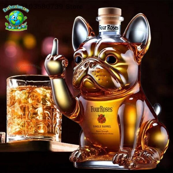 Middle Finger Bulldog Whiskey Bottle