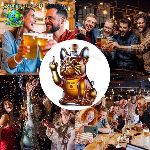 Middle Finger Bulldog Whiskey Bottle