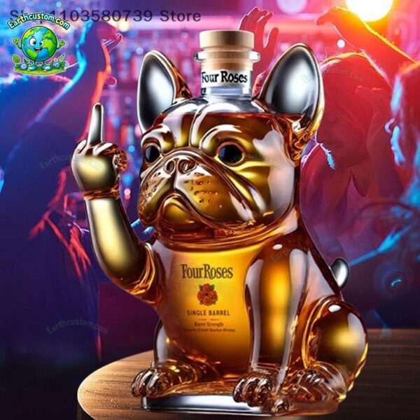 Middle Finger Bulldog Whiskey Bottle