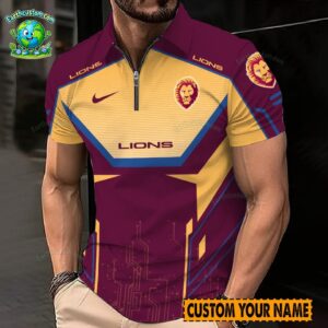 AFL Brisbane Lions Zipper Polo For Men