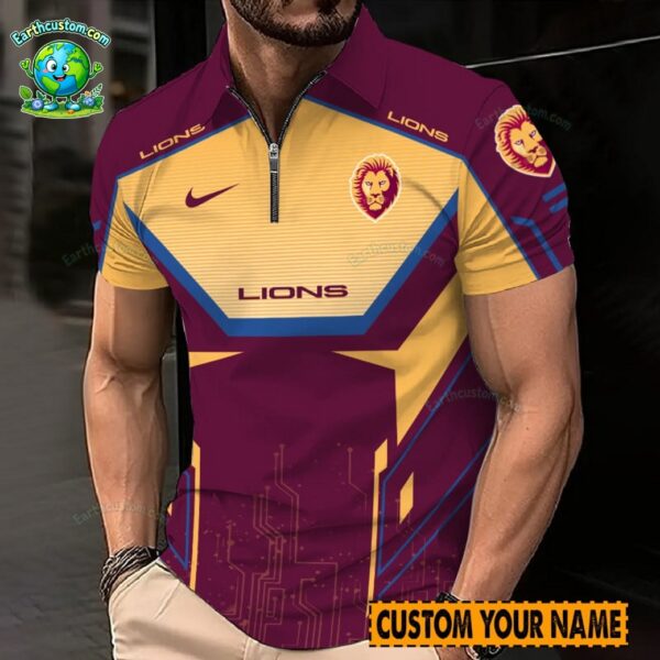AFL Brisbane Lions Zipper Polo For Men