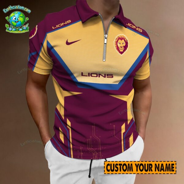 AFL Brisbane Lions Zipper Polo For Men