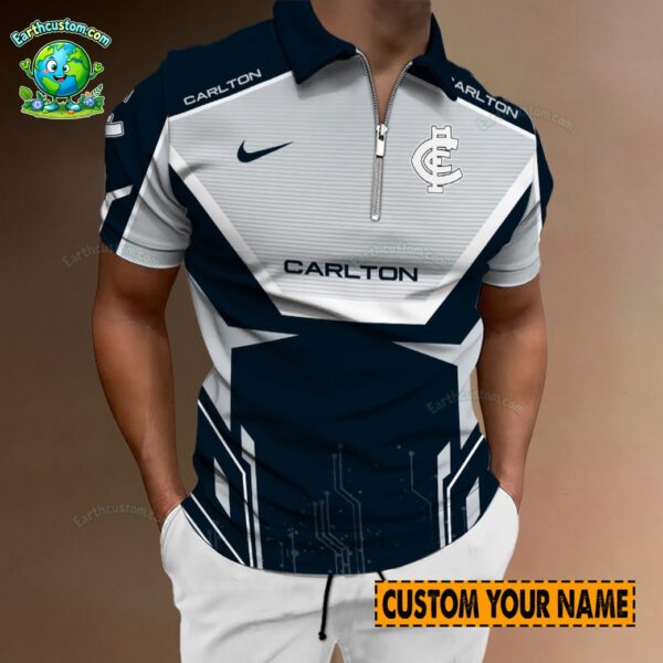 AFL Carlton Blues Zipper Polo For Men
