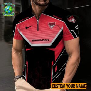 AFL Essendon Bombers Zipper Polo For Men