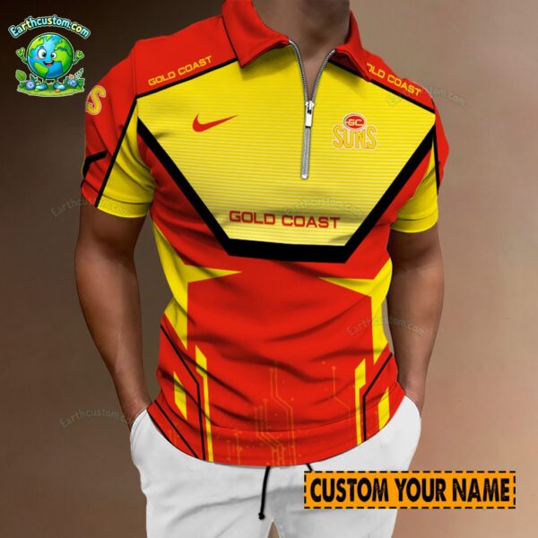 AFL Gold Coast Suns Zipper Polo For Men