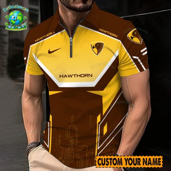 AFL Hawthorn Hawks Zipper Polo For Men