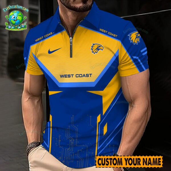 AFL West Coast Eagles Zipper Polo For Men
