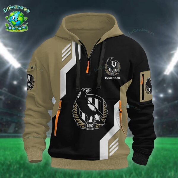AFL Collingwood Magpies Heavy Half Zip Hoodie