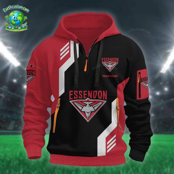 AFL Essendon Bombers Heavy Half Zip Hoodie